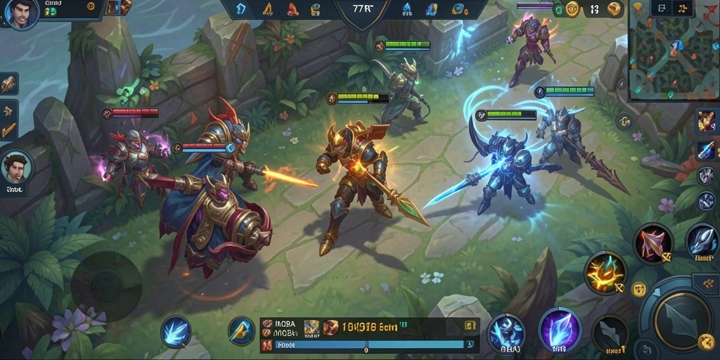 Tampilan gameplay seru dalam 77RT dengan karakter beragam.