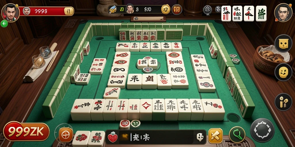 Screenshot gameplay 999ZK yang menampilkan tantangan Mahjong yang seru.