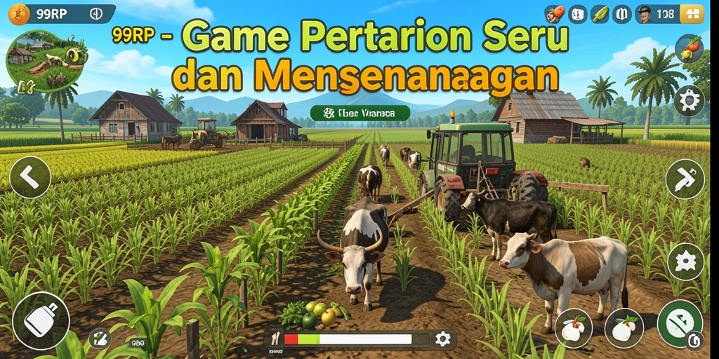 Tampilan gameplay seru dari 99RP yang menampilkan aktivitas bertani.