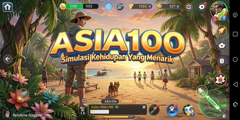 Tampilan gameplay ASIA100 dengan karakter hidup dan interaksi sosial.