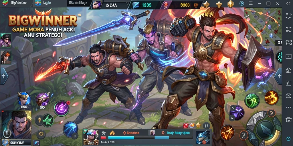 Tampilan gameplay mendebarkan dari BIGWINNER dalam pertempuran MOBA.