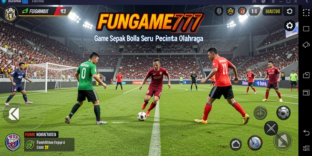 Tangkapan layar FUNGAME777 menunjukkan aksi seru di lapangan sepak bola.