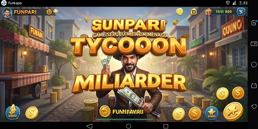 Screenshot gameplay <strong>FUNPARI</strong> yang menunjukkan strategi bisnis yang menarik.