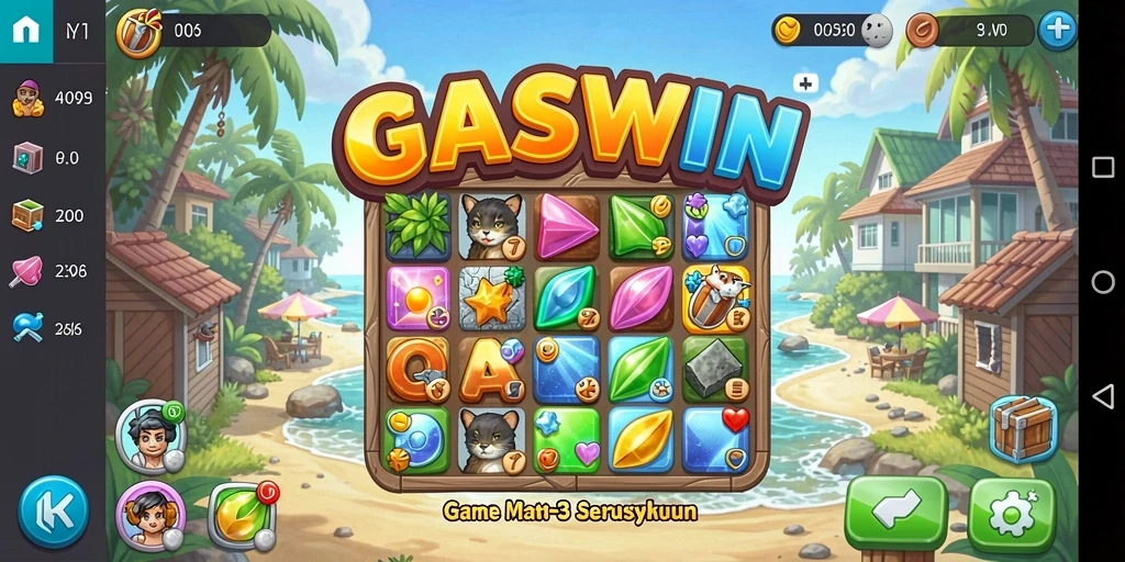 Screenshot gameplay seru dari GASWIN, game Match-3 terbaik.