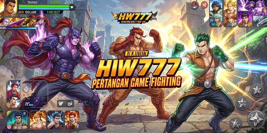 Tangkapan layar HW777 menampilkan aksi pertarungan yang intens dan karakter yang beragam.