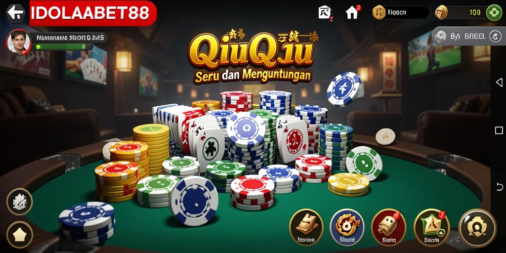 Screenshot gameplay IDOLABET88 yang menampilkan suasana seru permainan QiuQiu.