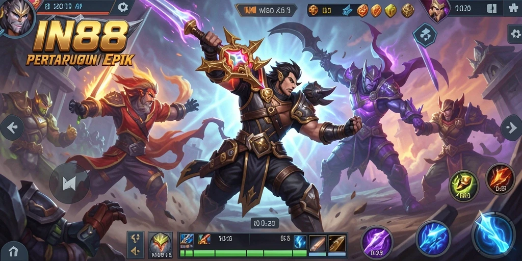 Tangkapan layar gameplay MOBA yang menegangkan di IN88.