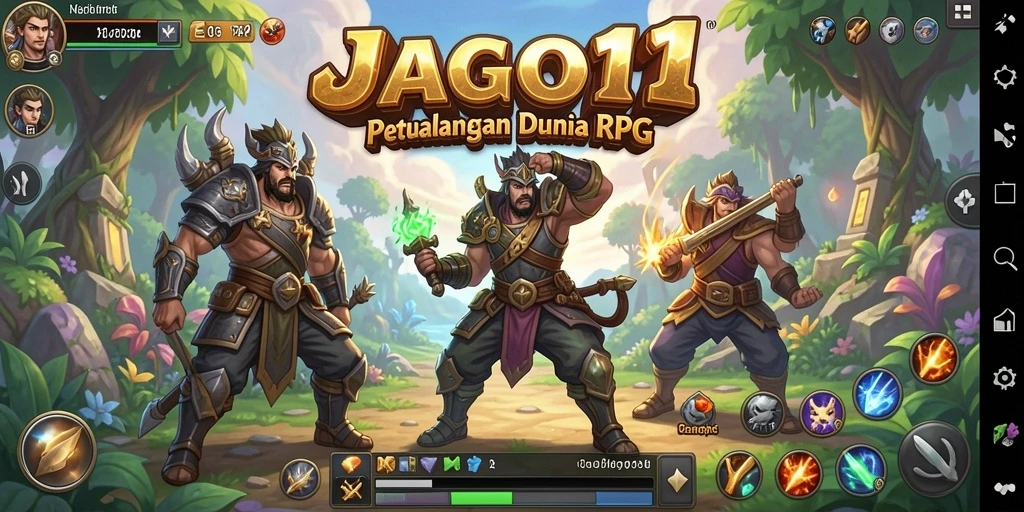 Screenshot utama JAGO11 menampilkan karakter dalam pertempuran epik RPG yang mendebarkan.