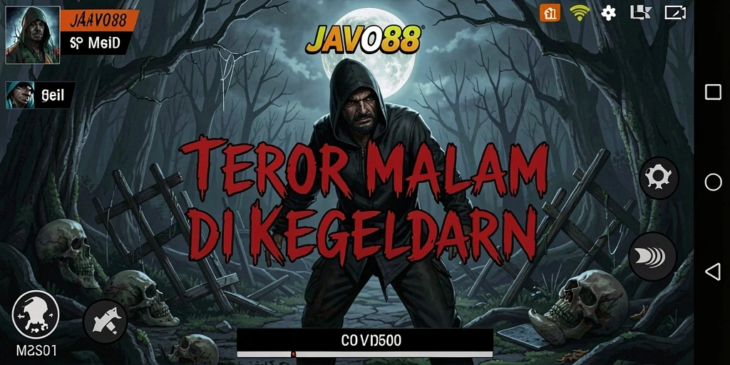 Screenshot gameplay JAVO88 menampilkan suasana mencekam dan tantangan horor.