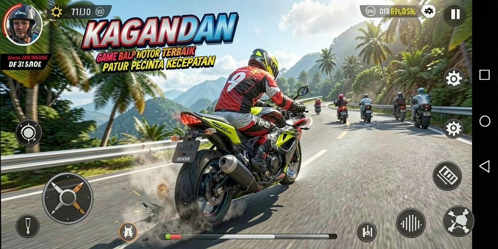 Tampilan gameplay KAGANDAN yang mendebarkan saat balapan motor.
