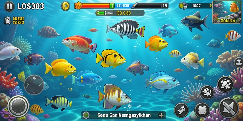 Screenshot gameplay menampilkan aksi seru menembak ikan.