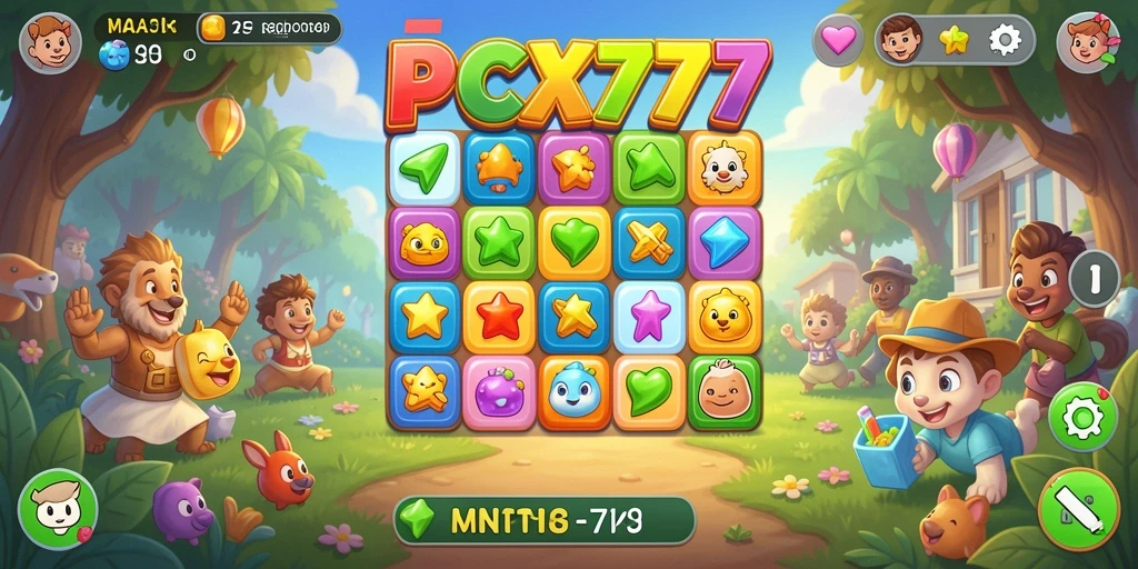 Tampilan menarik dalam gameplay Match-3 PCX777.