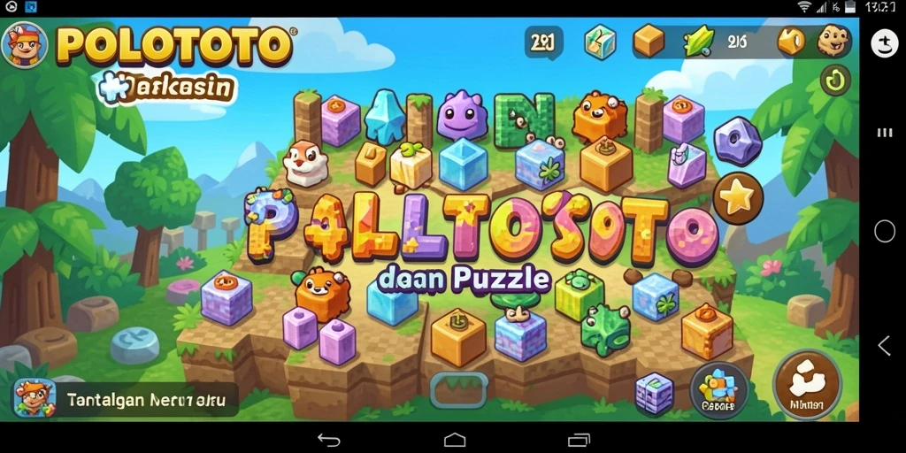 Tampilan gameplay seru dalam POLOTOTO yang menantang keterampilan puzzle Anda.
