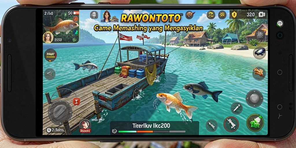Screenshot gameplay RAWONTOTO yang menunjukkan pengalaman memancing yang mendebarkan.