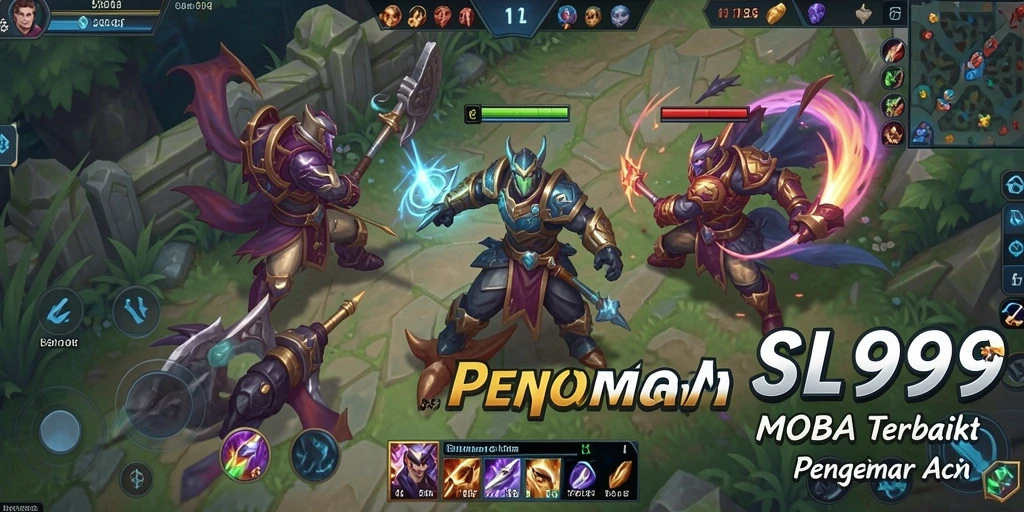 Tampilan gameplay menarik dari SL999 dalam pertarungan MOBA.