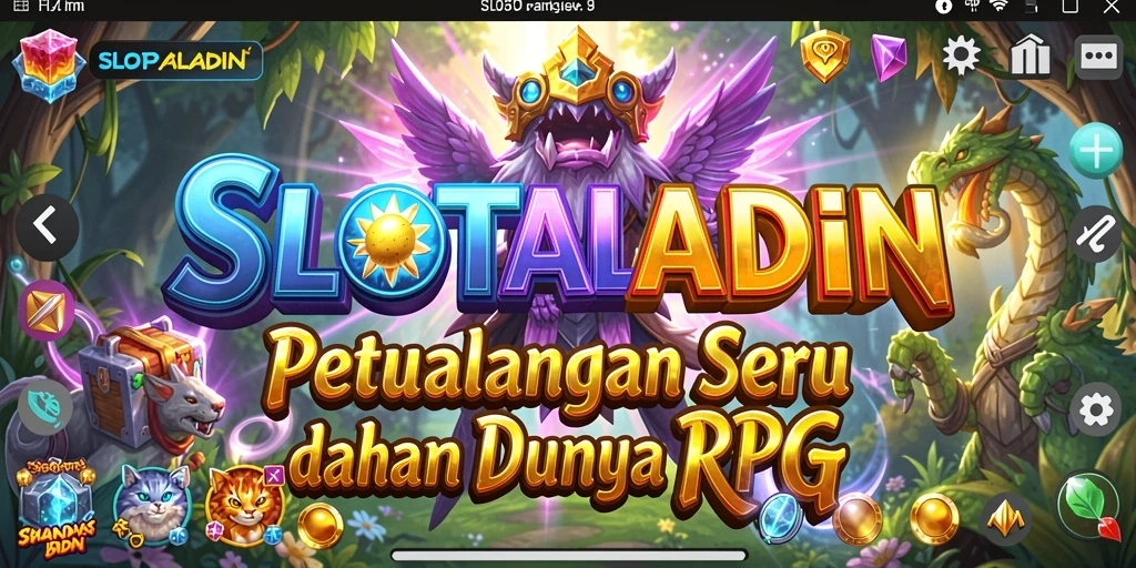 Screenshot gameplay SLOTALADIN menunjukkan petualangan seru dalam dunia fantasi.