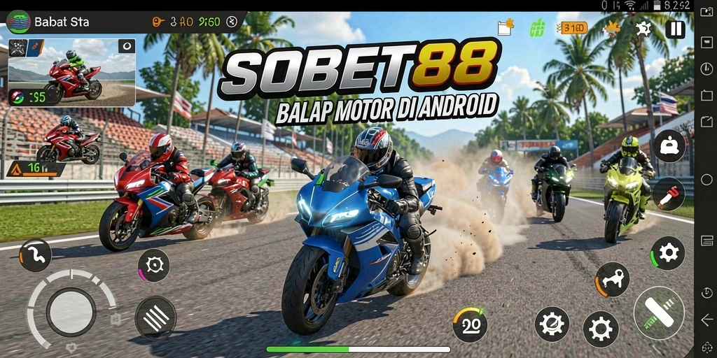 Tampilan gameplay balap motor yang seru dan mendebarkan di SOBET88.