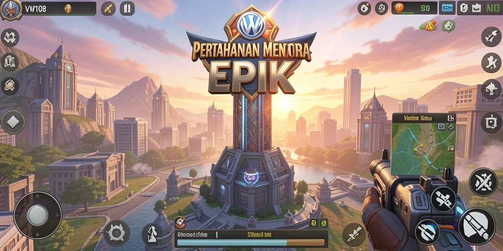 Gameplay menantang dalam VW108 dengan strategi menara yang menarik.