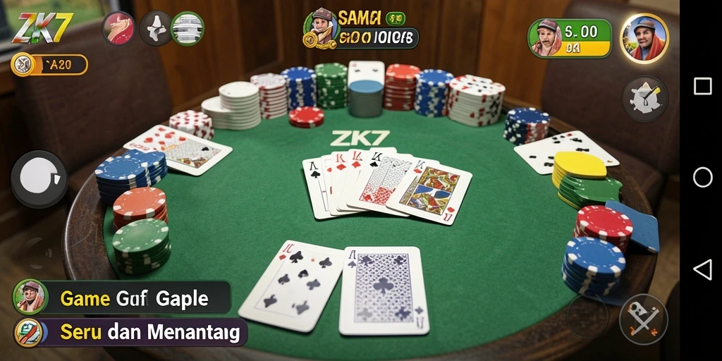 Tampilan permainan Gaple yang seru dan interaktif di ZK7.